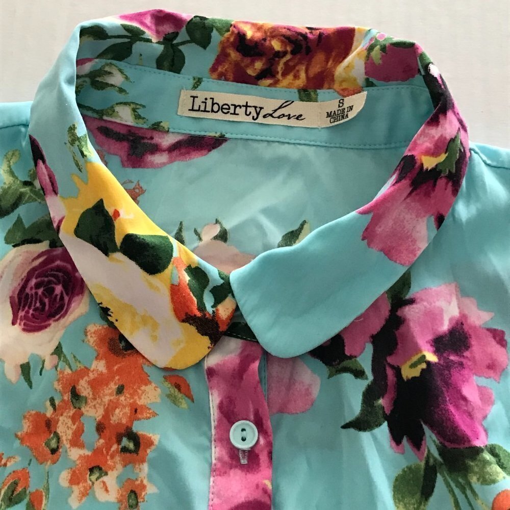 LIBERTY LOVE - Fit & Flare Skater Aqua Floral Open Back Casual Dress - Picture 5 of 13